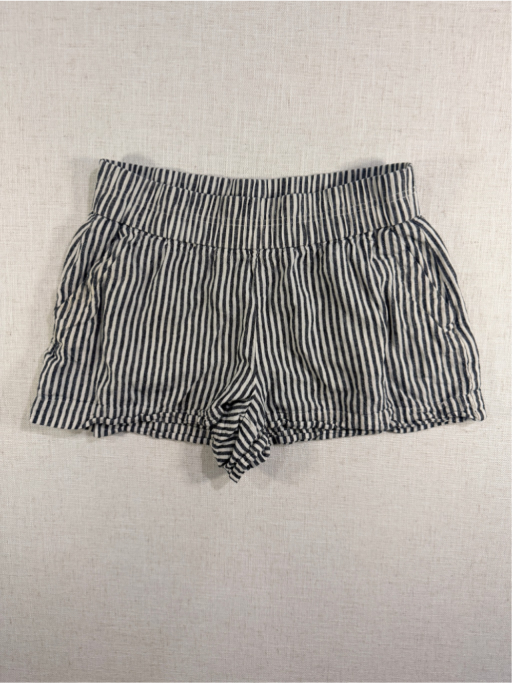 A New Day Striped Linen Blend High Rise Pull On Shorts Small #14